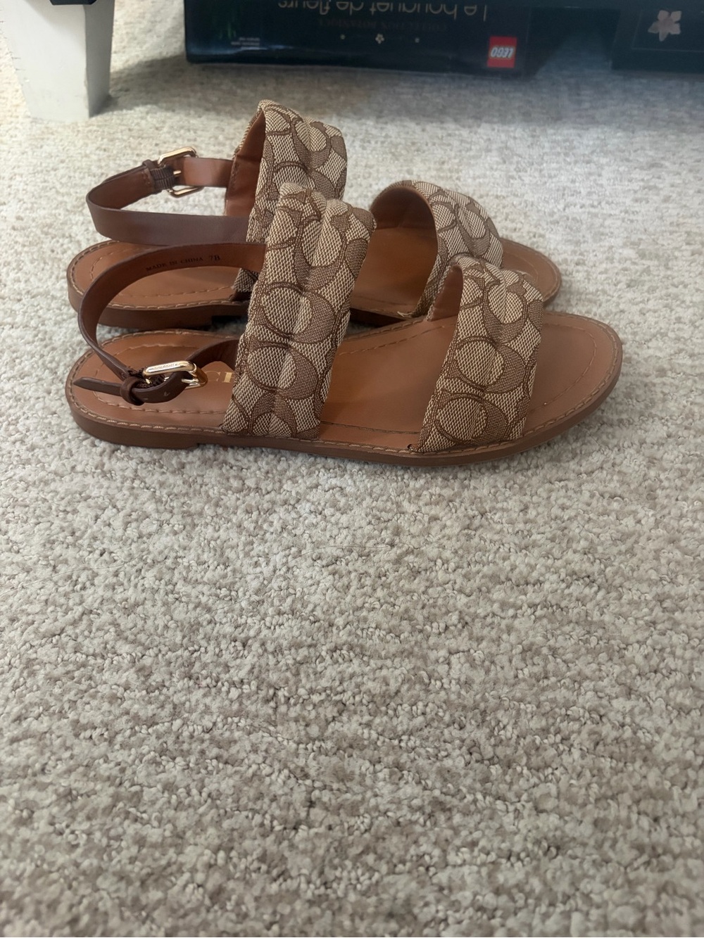 Coach Brown Signature Canvas Slingback Sandals